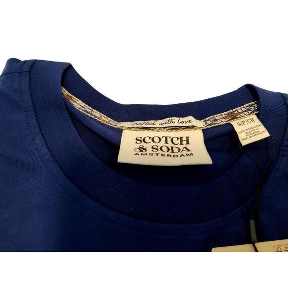 Scotch & Soda 1985 Amsterdam Mens Blue Graphic T-Shirt Crew Neck Short Sleeve Co - Picture 5 of 5